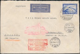 1931 Zeppelin Magyarországi útja Levél 2RM Zeppelin Bérmentesítéssel / Zeppelin Flight To Hungary, Cover With 2RM Zeppel - Otros & Sin Clasificación