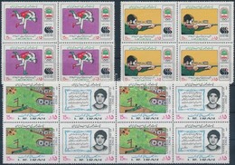 ** 1986 Ázsiai Játékok Szöul Négyestömb Sor + Gyermekek Világnapja 8-as Tömb Sor Mi 2161-2162, 2186-2187 - Altri & Non Classificati