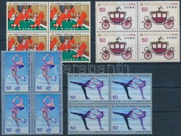 ** 1976-1977 Hirohito Császár Sor + Jégtánc VB Sor Négyestömbökben Mi 1301-1302 + 1311-1312 - Autres & Non Classés