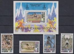 ** 1980 Nyári Olimpia, 1980 Sor Mi 726-729 + Blokk 22 - Other & Unclassified