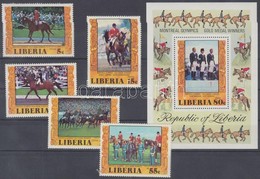 ** 1977 Nyári Olimpia Arany érmes Lovascsapata Sor Mi 1032-1036 A + Blokk 86A - Andere & Zonder Classificatie