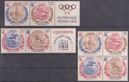 ** 1972 Nyári Olimpia, München Sor Mi 1045-1048 Négyestömbben + 2 Db Szelvényes Párban - Andere & Zonder Classificatie