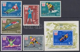 ** 1976 Téli Olimpia, Innsbruck Sor Mi 3312-3317 + Blokk Mi 128 - Altri & Non Classificati