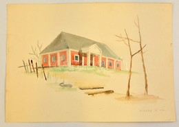 Vináry Jelzéssel: Ház A Dombtetőn. Akvarell, Papír,  30×43 Cm - Sonstige & Ohne Zuordnung