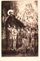 Nagy Sándor (1869-1950) : Kalazanci Szent József Gyermekekkel 1936. Rézkarc, Papír, Jelzett, 29×23 Cm - Sonstige & Ohne Zuordnung