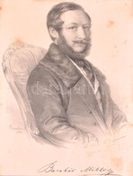 1846 Barabás Miklós önarckép Litográfiája, Foltos, Körbevágva, üvegezett Keretben,  22×16 Cm - Prenten & Gravure