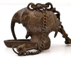 XIX. Sz.: Elefántot Formázó Bronz Olajlámpás / Bronze Elephant Shaped Oil Lantern 27 Cm - Other & Unclassified