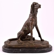 Auguste Cain (1821-1894): Vizsla. Bronz, Jelzett, Márvány Talapzaton, M: 22,5 Cm, H: 22 Cm - Sonstige & Ohne Zuordnung