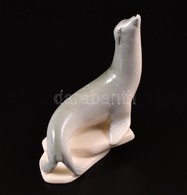 Porcelán Fóka, Kézzel Festett, Jelzés Nélkül, Apró Kopásokkal, M: 14 Cm - Altri & Non Classificati