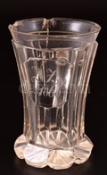 1860 Monogramos Bieder Korsó, Repedéssel, Csorbával, Csiszolt, Metszett, M:12 Cm - Glas & Kristal