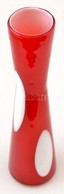 Piros-fehér Színes üveg Váza, Apró Kopásokkal, M: 29 Cm - Glass & Crystal