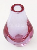 Kicsi Színes üvegváza, Apró Kopásokkal, M: 14 Cm - Glass & Crystal