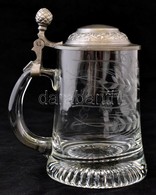 Ón Fedeles üveg Kis Korsó, Csiszolt, Metszett, Apró Kopásokkal, M: 16 Cm - Glass & Crystal