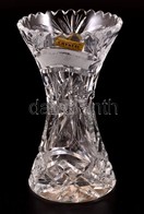 Dekoratív ólomkristály Váza, Csiszolt, Metszett, Apró Kopásokkal, M: 16,5 Cm - Verre & Cristal