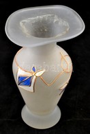 Art Deco Stílusú Homokfújt üveg Váza Aranyozott, Festett. 18 Cm - Glas & Kristal