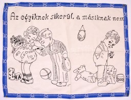 'Az Egyiknek Sikerül, A Másiknak Nem' Feliratú Hímzett Konyhai Falvédő, 67×53 Cm - Altri & Non Classificati