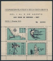 Spanyolország 1937 Costa Brava Bélyegkiállítás Emlékív - Zonder Classificatie