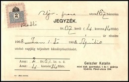 1904-1908 2 Db Jegyzék Nagyvárad - Újváros 2f Okmánybélyeggel - Unclassified