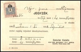 1904-1908 2 Db Jegyzék Nagyvárad - Újváros 2f Okmánybélyeggel - Non Classificati