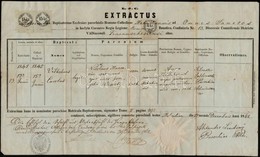 1862 Mehadiai Egyházközség által Kiállított Anyakönyvi Kivonat 2x15kr Prá, + 6kr Okmánybélyeggel - Non Classificati