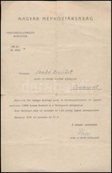 1918 Posta-, és Távirdasegédtisztnői Kienvezés, Magyar Népköztársaság, Kereskedelemügyi Miniszter Szárazbélyegzőjével, A - Zonder Classificatie
