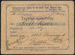 1923 A Kunszentmártoni Iparos és Kereskedő Ifjak Önképző Köre által Borbély Számára Kiállított Tagsági Igazolvány - Non Classificati