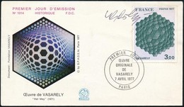 1977 Victor Vasarely Sajátkezű Aláírása Képét ábrázoló FDC-n - Otros & Sin Clasificación