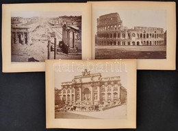Cca 1900 Róma Colosseum, Trevi Kút 3 Db Nagyméretű Fotó Kartonon 32x26 Cm - Altri & Non Classificati