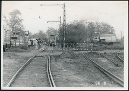 Cca 1990 Balesetet Szenvedett Villamos, Fotó, 9×13 Cm - Other & Unclassified