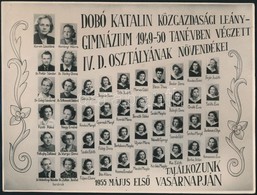 1950 Dobó Katalin Közgazdasági Leánygimnázium Tanárai és Végzett Növendékei, Kistabló Nevesített Portrékkal, 17x22 Cm - Altri & Non Classificati