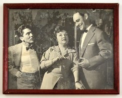 Cca 1960 Azonosítatlan Színészek, Nagyméretű Fotó, üvegezett Fa Keretben, 21,5×28,5 Cm - Altri & Non Classificati