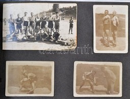 Cca 1920-1940 Fotóalbum, Néhány érdekesebb Képpel, Birkózók, Balaton..., összesen Kb 60 Fotó - Andere & Zonder Classificatie