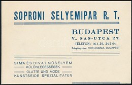 Soproni Selyemipar Rt. Budapest Reklámkártya - Publicités