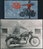 Cca 1960 A Pannonia Motor Reklámmatricája, Hozzá Egy Motoros Fotóval, 5,5×10 és  9×13 Cm - Werbung