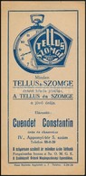 Cca 1910-1920 Bp.IV. Apponyi Tér, Tellus és Szomge órás Számolócédulája, Szép állapotban - Publicités