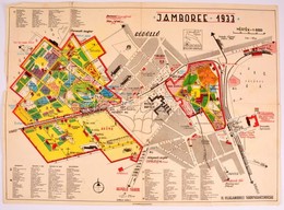 1933 A Gödöllői Jamboree Színes Térképe,1:6000, Bp., Athenaeum, Hajtásnyomokkal, Kopott, 40×55 Cm - Pfadfinder-Bewegung