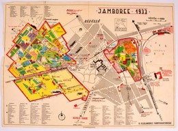 1933 A Gödöllői Jamboree Színes Térképe,1:6000, Bp., Athenaeum, Hajtásnyomokkal, Kopott, 40×55 Cm - Scouting