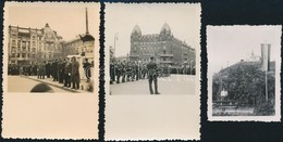 Cca 1940 Ünnepség A Budapesti Országzászlónál + Az Esztergomi Országzászló,  3 Db Fotó, 5×6 és 6×9 Cm - Andere & Zonder Classificatie