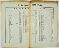 Cca 1833 Győr Megye Hely-irata. Községek és Lakosságuk. Nagyméretű Tábla. 52x40 Cm - Non Classificati