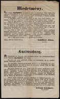 1852 Gyömöre Község Kezdeti Telekkönyvi összeírása. A Helyi Birtokosok Névjegyzéke és Hirdetmény A Jelentkezésre. 4p. - Ohne Zuordnung