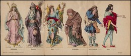 Cca 1900 Jelmez Illusztrációk, Német Szöveggel, Szakadt, 42×36 Cm - Ohne Zuordnung
