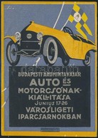 1925 Budapesti Autó- és Motorcsónak Kiállítás A Városligeti Iparcsarnokban, Dekoratív Reklámcédula, Jó állapotban - Unclassified