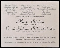 1931 Tamás-Galéria Műkereskedésének (1927-1944) állandó Művásárának Meghívója, Elek Artúr (1876-1944) Művészettörténész, - Unclassified