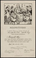 1938 Katolikus Háziasszonyok Országos Szövetsége Főzőtanfolyamának Oklevele, Szegedy-Maszák Aladárné, Stumpf Károlyné és - Non Classificati