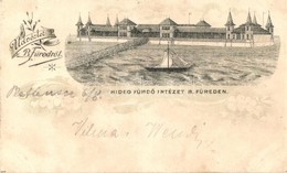 T2 1898 (Vorläufer!) Balatonfüred, Hideg Fürdő Intézet. Floral Litho üdvözlőlap - Non Classés