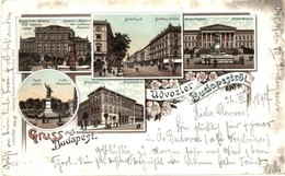 T2/T3 1897 (Vorläufer!) Budapest, Magyar Tudományos Akadémia, Andrássy út, Gróf Széchenyi és Petőfi Szobor, Műegyetem, N - Unclassified