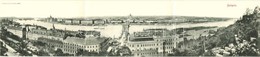 T2 1898 Budapest I. Látkép. Kihajtható 3-részes Panorámalap: Lánchíd, Margit Híd, Parlament, Bazilika, Még Erzsébet Híd  - Ohne Zuordnung