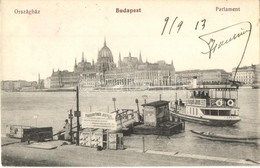 T2 Budapest V. Országház, Parlament, Hajóállomás, Újpest Gőzhajó Járat 'Hunyadi János' Keserűvíz Reklámmal, Császár Fürd - Unclassified
