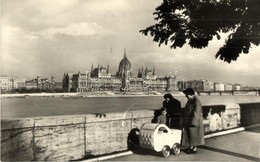 * T1/T2 Budapest V. Országház A Budai Rakpartról, Babakocsi. Képzőművészeti Alap Kiadóvállalat '1957 Budapesti Ipari Vás - Unclassified