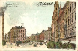* T2/T3 Budapest VII. Erzsébet Körút, Erzsébetvárosi Bútortelep,  Villamos. Art Nouveau, Litho (EK) - Ohne Zuordnung